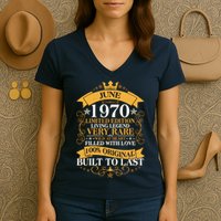 Vintage 1970 Limited Edition June 50th Birthday Women's V-Neck T-Shirt