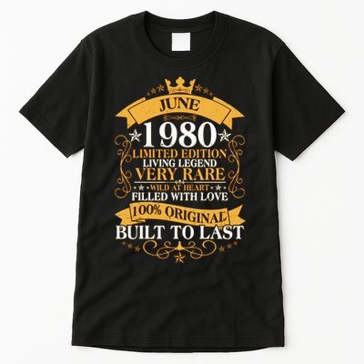 Vintage 1980 Limited Edition June 40th Birthday Tall T-Shirt