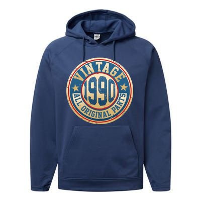 Vintage 1990 All Original Parts 30th Birthday Performance Fleece Hoodie