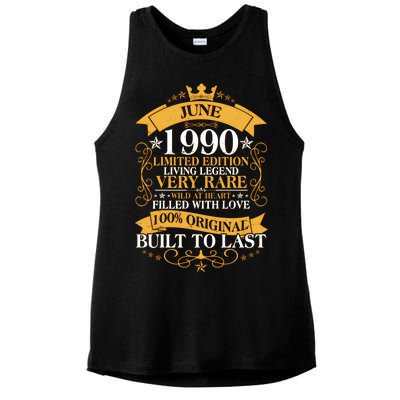 Vintage 1990 Limited Edition June 30th Birthday Ladies PosiCharge Tri-Blend Wicking Tank