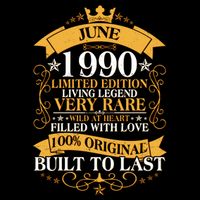 Vintage 1990 Limited Edition June 30th Birthday Toddler T-Shirt