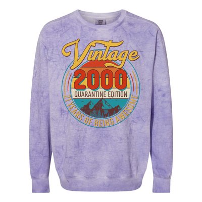 Vintage 2000 Quarantine Edition 21 Years of Being Awesome Birthday Colorblast Crewneck Sweatshirt