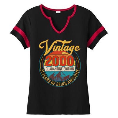 Vintage 2000 Quarantine Edition 21 Years of Being Awesome Birthday Ladies Halftime Notch Neck Tee