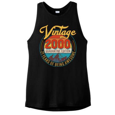 Vintage 2000 Quarantine Edition 21 Years of Being Awesome Birthday Ladies PosiCharge Tri-Blend Wicking Tank