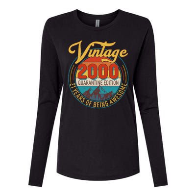 Vintage 2000 Quarantine Edition 21 Years of Being Awesome Birthday Womens Cotton Relaxed Long Sleeve T-Shirt