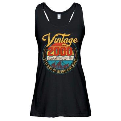 Vintage 2000 Quarantine Edition 21 Years of Being Awesome Birthday Ladies Essential Flowy Tank