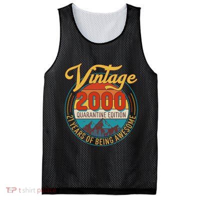 Vintage 2000 Quarantine Edition 21 Years of Being Awesome Birthday Mesh Reversible Basketball Jersey Tank