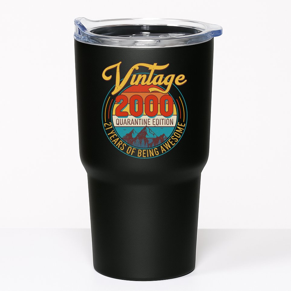 Vintage 2000 Quarantine Edition 21 Years of Being Awesome Birthday Tumbler