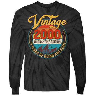 Vintage 2000 Quarantine Edition 21 Years of Being Awesome Birthday Tie-Dye Long Sleeve Shirt