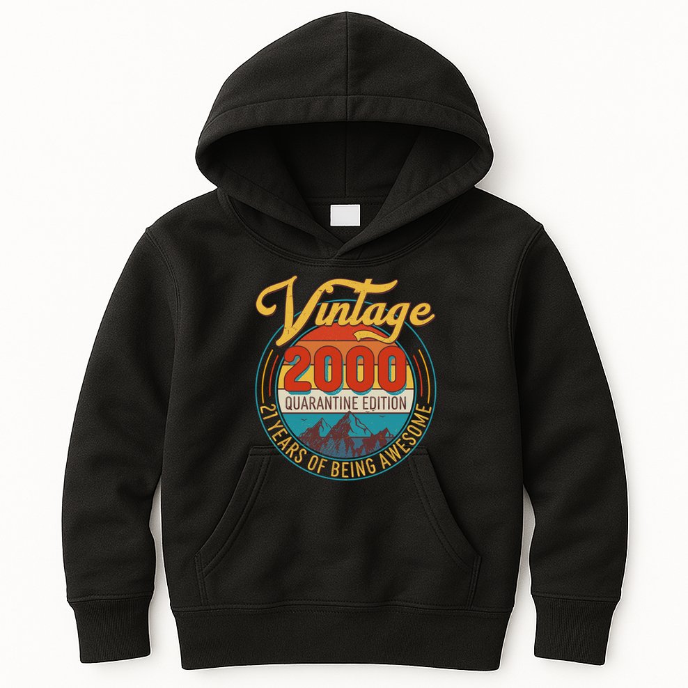 Vintage 2000 Quarantine Edition 21 Years of Being Awesome Birthday Kids Hoodie