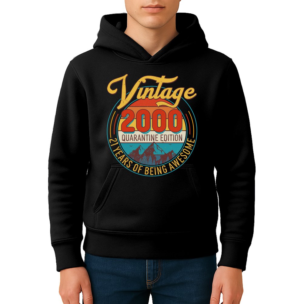Vintage 2000 Quarantine Edition 21 Years of Being Awesome Birthday Kids Hoodie