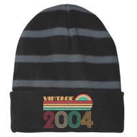 Vintage 2004 16th Birthday Striped Beanie with Solid Band