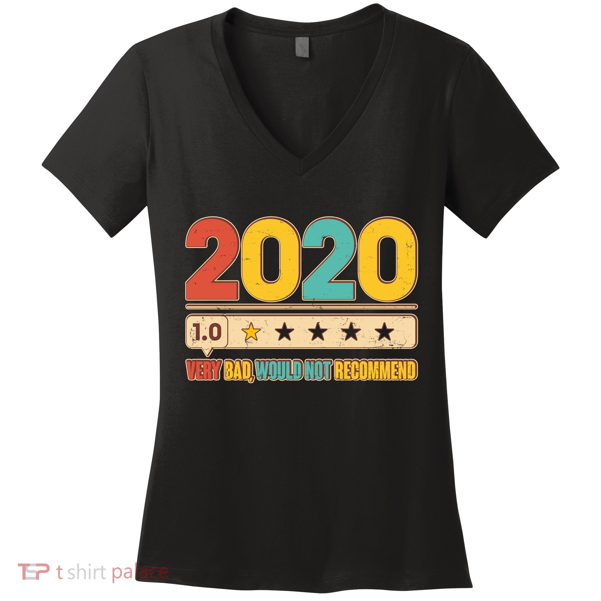 Vintage 2020 1 Star Rating Very Bad Would Not Recommend Women's V-Neck T-Shirt