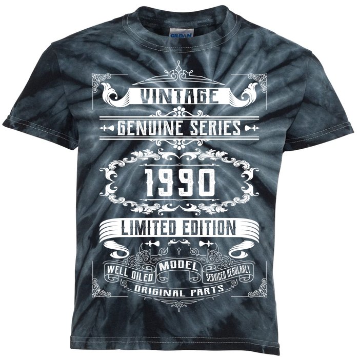 Vintage 30th Birthday Genuine Series 1990 Kids Tie-Dye T-Shirt