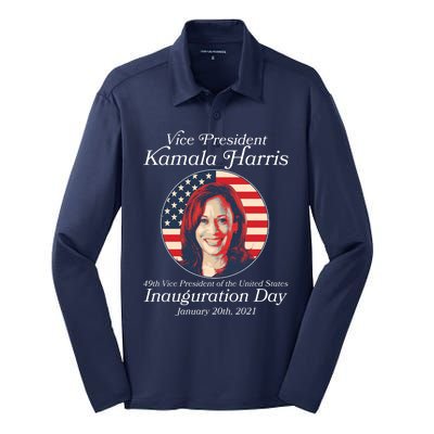 Vintage 49th Vice President Kamala Harris Inauguration Day Silk Touch Performance Long Sleeve Polo