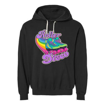 Vintage 80s Retro Roller Disco Skates Garment-Dyed Fleece Hoodie