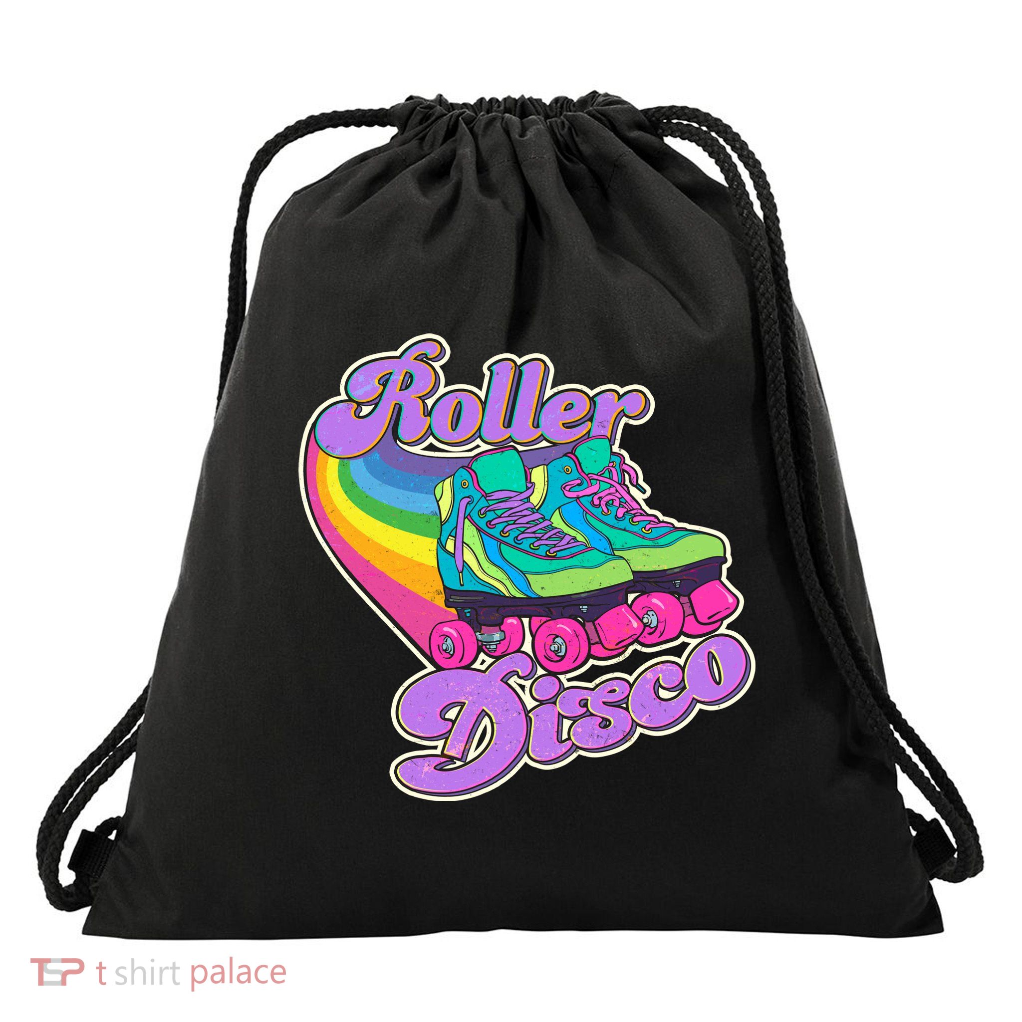 Vintage 80s Retro Roller Disco Skates Drawstring Bag