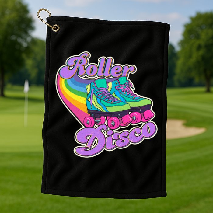Vintage 80s Retro Roller Disco Skates Golf Towel