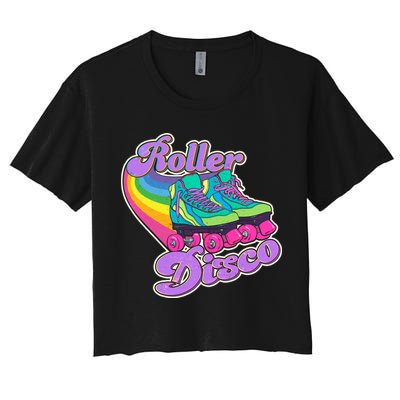 Vintage 80s Retro Roller Disco Skates Crop Top