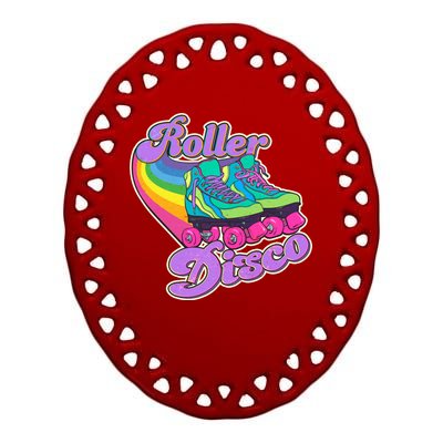 Vintage 80s Retro Roller Disco Skates Ceramic Oval Ornament