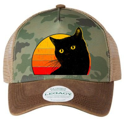Vintage 80's Style Black Cat Retro Sun Legacy Tie Dye Trucker Hat