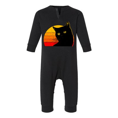 Vintage 80's Style Black Cat Retro Sun Infant Fleece One Piece