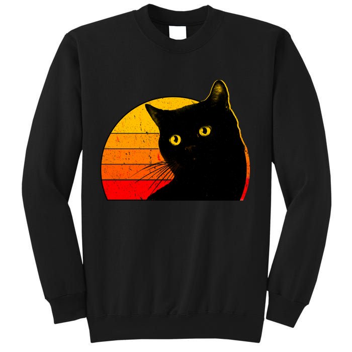 Vintage 80's Style Black Cat Retro Sun Sweatshirt