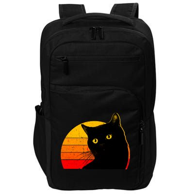 Vintage 80's Style Black Cat Retro Sun Impact Tech Backpack