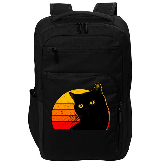 Vintage 80's Style Black Cat Retro Sun Impact Tech Backpack