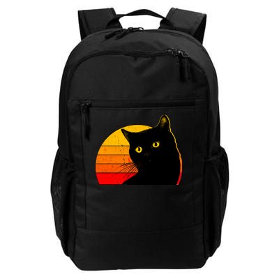 Vintage 80's Style Black Cat Retro Sun Daily Commute Backpack