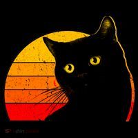 Vintage 80's Style Black Cat Retro Sun Drawstring Bag