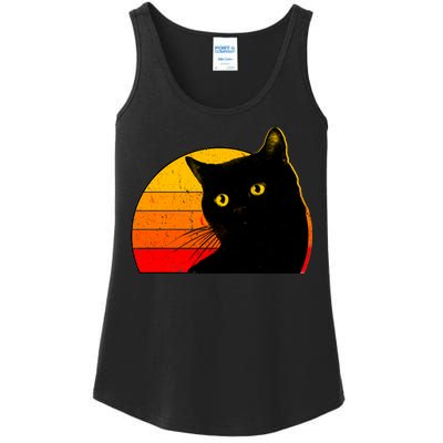 Vintage 80's Style Black Cat Retro Sun Ladies Essential Tank