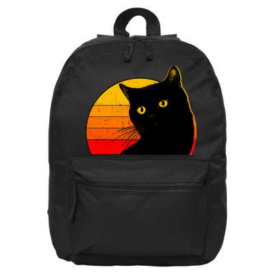 Vintage 80's Style Black Cat Retro Sun 16 in Basic Backpack