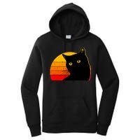 Vintage 80's Style Black Cat Retro Sun Women's Pullover Hoodie