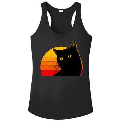 Vintage 80's Style Black Cat Retro Sun Ladies PosiCharge Competitor Racerback Tank