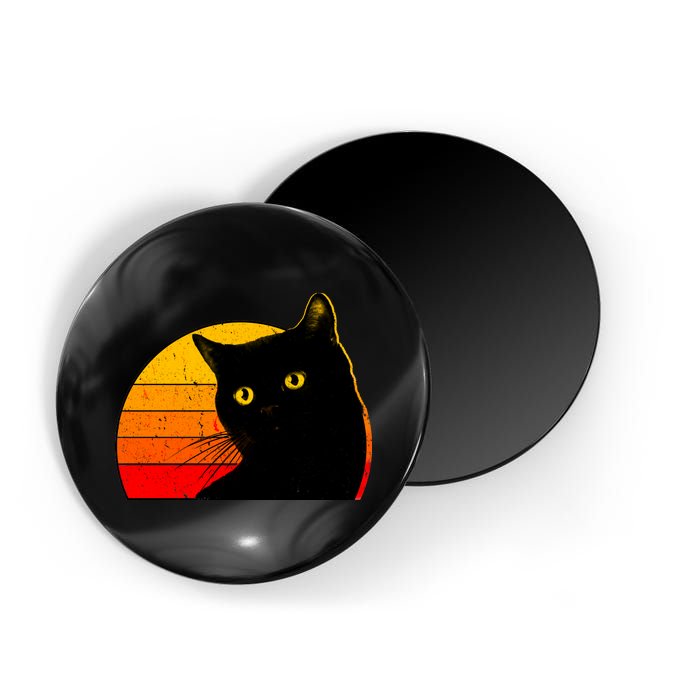 Vintage 80's Style Black Cat Retro Sun Magnet