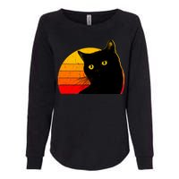 Vintage 80's Style Black Cat Retro Sun Womens California Wash Sweatshirt