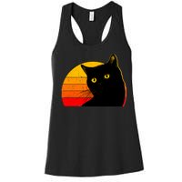 Vintage 80's Style Black Cat Retro Sun Women's Racerback Tank