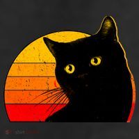 Vintage 80's Style Black Cat Retro Sun Trucker Hat