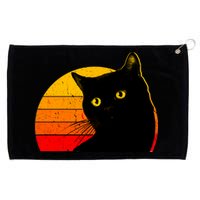 Vintage 80's Style Black Cat Retro Sun Grommeted Golf Towel