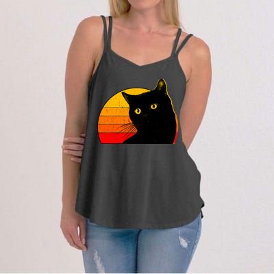 Vintage 80's Style Black Cat Retro Sun Women's Strappy Tank