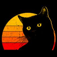 Vintage 80's Style Black Cat Retro Sun Women's Knotted Racerback Tank