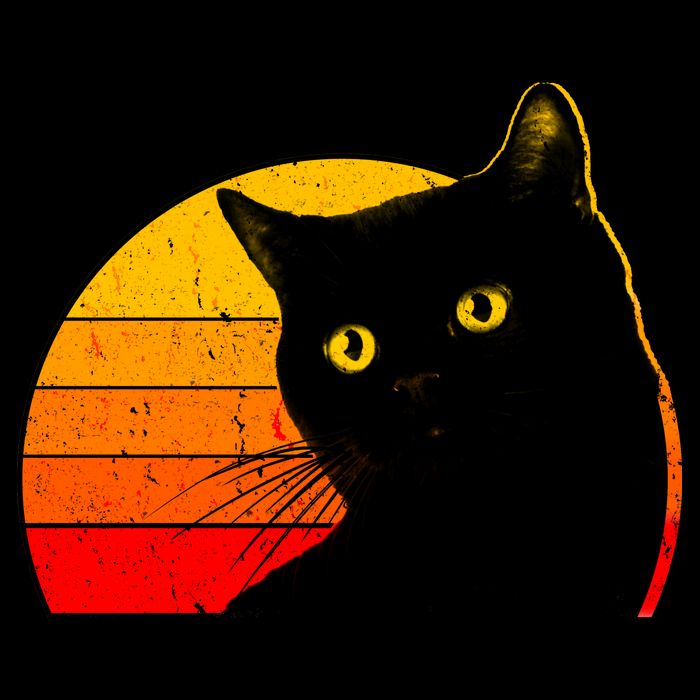Vintage 80's Style Black Cat Retro Sun Women's Knotted Racerback Tank