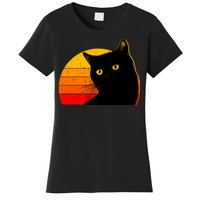 Vintage 80's Style Black Cat Retro Sun Women's T-Shirt