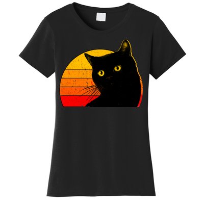 Vintage 80's Style Black Cat Retro Sun Women's T-Shirt