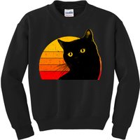 Vintage 80's Style Black Cat Retro Sun Kids Sweatshirt