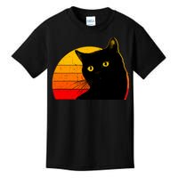 Vintage 80's Style Black Cat Retro Sun Kids T-Shirt