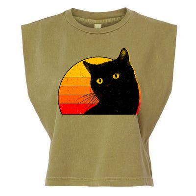 Vintage 80's Style Black Cat Retro Sun Garment-Dyed Women's Muscle Tee