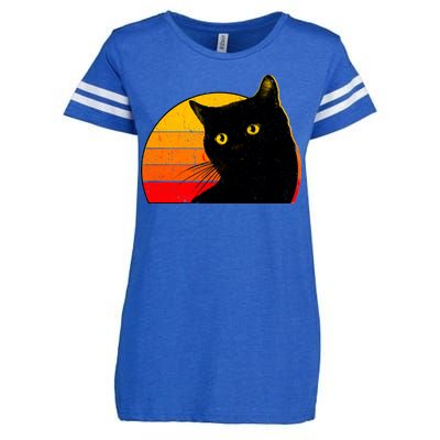 Vintage 80's Style Black Cat Retro Sun Enza Ladies Jersey Football T-Shirt