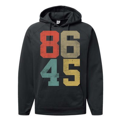 Vintage 86 45 Anti Trump Performance Fleece Hoodie